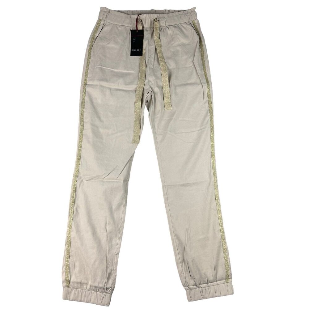 Baloot Joggers Women's Extra Large Beige Designer Stretch Waist Casual Pants NWT